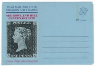 Wielka Brytania 1979 Znaczek Aerogram 75 ** Rowland Hill Black Penny poczta