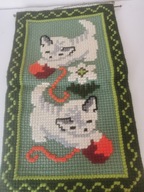 KILIM MAKATKA CZYSTA WEŁNA DO POWIESZENIA SKANDYNAWSKI HAFT KOTY