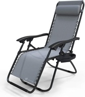 Składany leżak ogrodowy regulowane oparcie poduszka uchwyt na napoje