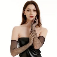 Długie rękawiczki siateczkowe kabaretki goth kabaretkowe całe na palce