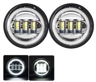 Wkłady halogenów LED 4,5 cala Harley i Uniwersalne Chrom / Srebrne + ring
