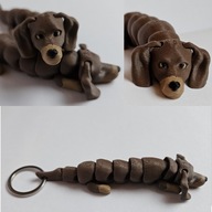 Brelok Pies jamnik brązowy podpalany piesek brelok do kluczy Żówiarnia 3D