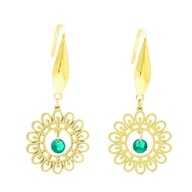 51778 Kolczyki złota stal chirurgiczna ażurowe z kryształkiem