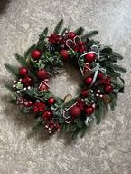 Wianek sztuczny czerwony / Boże Narodzenie wieniec bożonarodzeniowy