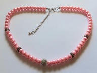 Różowy naszyjnik ze sztucznych pereł 46 cm