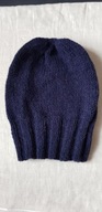 Czapka hand made wełna granat nowa