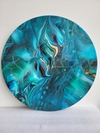 Leśne źródło, abstrakcja, farby akrylowe, złoto, aukcja charytatywna