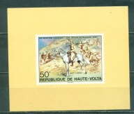 KOŃ - w malarstwie . REP.HAUTE VOLTA. Mi Bl. B cięty**