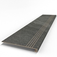 Stopnica schodowa gres grafit antracyt – z kapinosem i ryflami 100x30x4