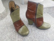 FLY GIRL nr 39 wygodne portugalskie zielono-brązowe botki skóra