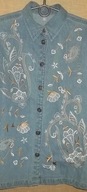 OKAZJA BLUZA PIęKNIE HAFTOWANA JEANS 100% bawełna 40 42