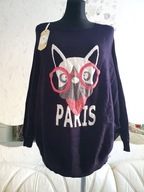 bluzka SWETERKOWA DZIANINOWA DZIANINA SYLWESTER WIGILIA 3D BULDOG BULDOGIEM