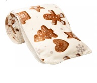 Koc świąteczny gruby Sherpa kożuszek ciasteczka 150x200