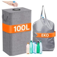 KOSZ NA BUTELKI ZWROTNE PUSZKI 100L Z POKRYWĄ WORKIEM SKŁADANY 42X32X75CM