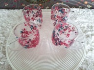 ZESTAW KUBKÓW TERMICZNYCH 3D SUSZONYMI KWIATAMI PODWÓJNE DNO KOLOROW