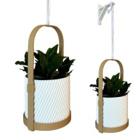 Doniczka wisząca na kwiaty + uchwyt ścienny - Boho / Loft / Skandynawski