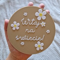 Tabliczki / karty / koła do zdjęć dla dziecka / rok życia z kwiatkami 13 cm