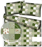 pościel bawełna lux 220x240 + 2x50x60 zamek B 229-1 patchwork zielony