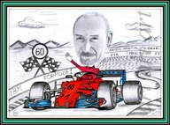 Karykatura samochodu F1 ręcznie wykonana