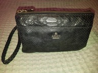 ADAX torebka skóra naturalna czarny tłoczenie w węża saszetka torebeczka