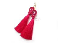 KOLCZYKI SUTASZ róż fuksja 100% hand made chwost