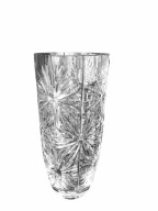 Nowoczesny kryształowy wazon / cięte rozety / Vintage / modne szkło PRL