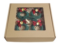 Box świąteczny komplet ozdób choinkowych z makramy handmade rękodzieło