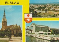 ELBLĄG - KOŚCIÓŁ ŚW. MIKOŁAJA - PANORAMA - ZAKŁADY "ZAMECH" - HERB