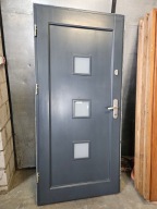 DRZWI Zewnętrzne Drewniane Sosnowe Wejściowe Antracyt 99x210cm