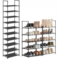 STOJAK NA BUTY OBUWIE REGAŁ SZAFKA PÓŁKA ORGANIZER METALOWY CZARNY 10 PÓŁEK