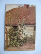 JAN GRUBIŃSKI KRAJOBRAZ POLSKI CHŁOPSKA CHATA przedwojenna POCZTÓWKA