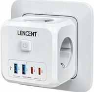 Gniazdo rozgałęźnik LENCENT 7 w 1 3x gniazdko, 2x USB-A, 2x USB-C Pd 35W