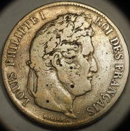 Francja, Ludwik Filip, 5 franków 1835 BB, Strasbourg, niski nakład