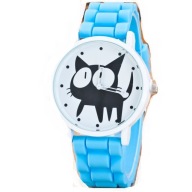 ZEGAREK SILIKONOWY Jelly Watch z Kotem Niebieski