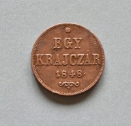 KRÓLESTWO WĘGIER 1 KRAJCAR 1848 B.ŁADNY RZADKI