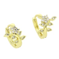 86755 Kolczyki stal chirurgiczna 316L pozłacane 14k gałązki z cyrkoniami