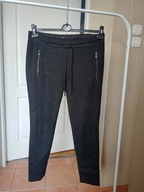 opus 44 spodnie dżins ala zamsz czarne rurki ze średnim stan