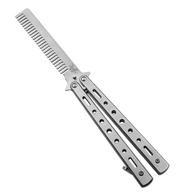 Składany grzebień ze stali nierdzewnej treningowy nóż motylkowy (Srebrny)