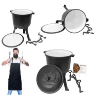 KOCIOŁEK EMALIOWANY ŻELIWNY 10L GARNEK MYŚLIWSKI WĘGIERSKI NA OGNISKO GRILL