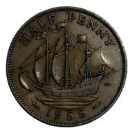 WIELKA BRYTANIA - HALF PENNY - 1955 - ELŻBIETA II