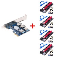 Adapter PCI-E USB Riser SPLITTER + 4x RISER 009s