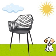 Krzesło ogrodowe do jadalni na taras siedzisko czarne fotel ażurowe