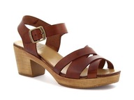 SANDAŁKI EFFORTLESS SKÓRA DENMARK 39 NOWE MADE IN SPAIN drewniaki ETNO BOHO