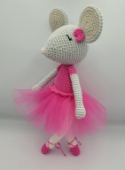 Myszka Baletnica w tuttu na szydełku maskotka przytulanka HandMAde prezent