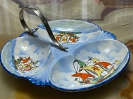 CORONET WARE 3 SEGMENTOWA PATERA MARYNISTYCZNA OK 1930 GALLEON SHIP STATEK