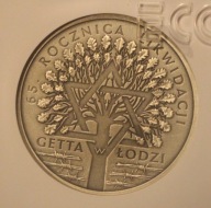 20 ZŁ 2009 65. ROCZNICA LIKWIDACJI GETTA W ŁODZI GCN MS67 - SKRĘTKA, UNIKAT