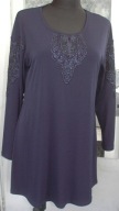swietna granatowa sukienka, haft, koraliki r 44/46