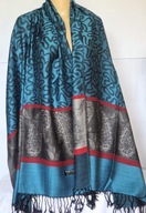 Pashmina szal dwustronny, apaszka,frędzle 176x70