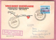 DDR 1969, st.Wasserleben, kolej, lokomotywa, 100 lat linii Halberstadt - Wa
