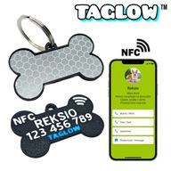 TAGLOW odblaskowa ADRESÓWKA dla psa z NFC cicha IDENTYFIKATOR biały